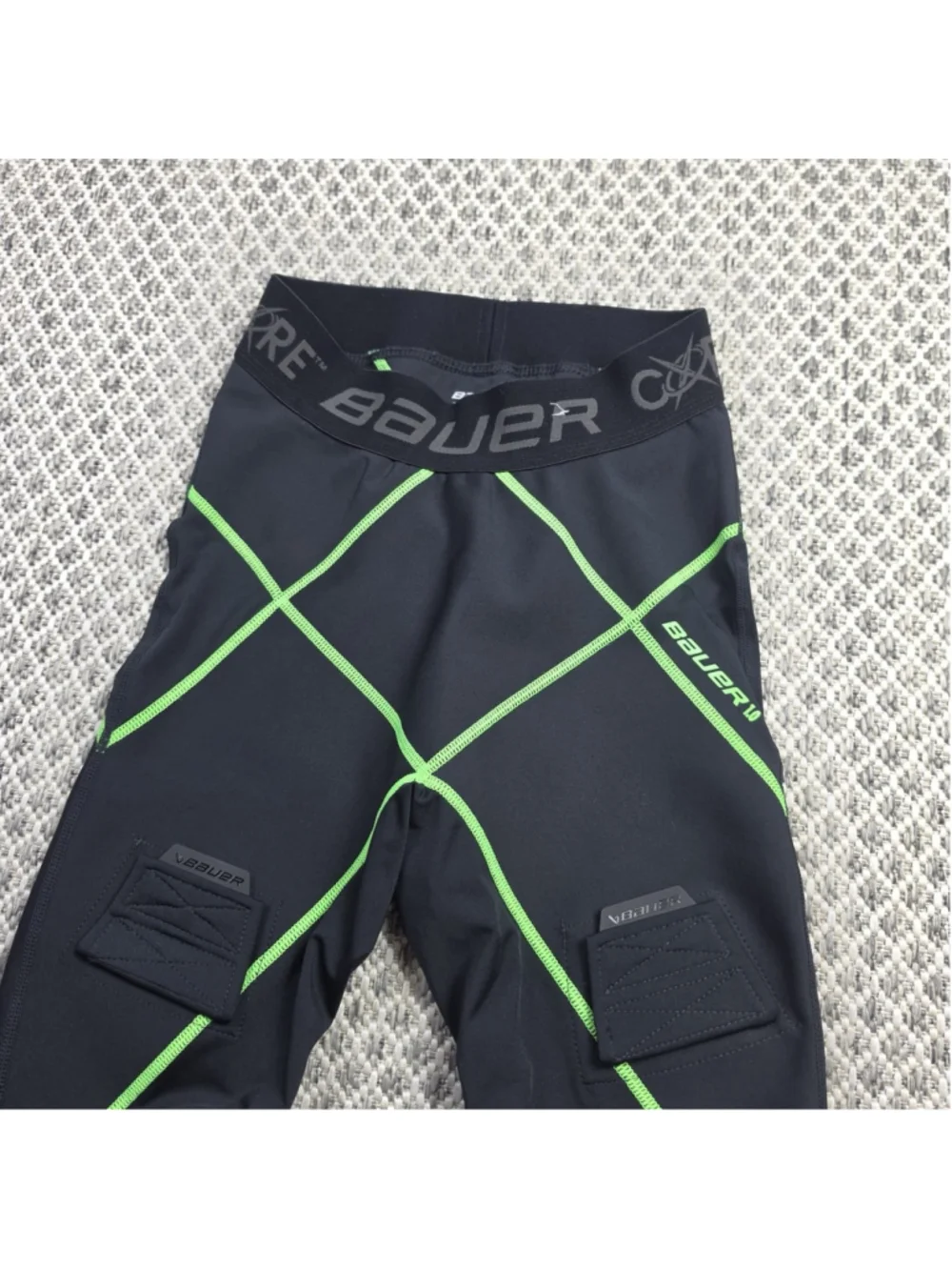 Bauer Core 1.0 Compression Jock Pants XS Hockey Base Layer Black Green